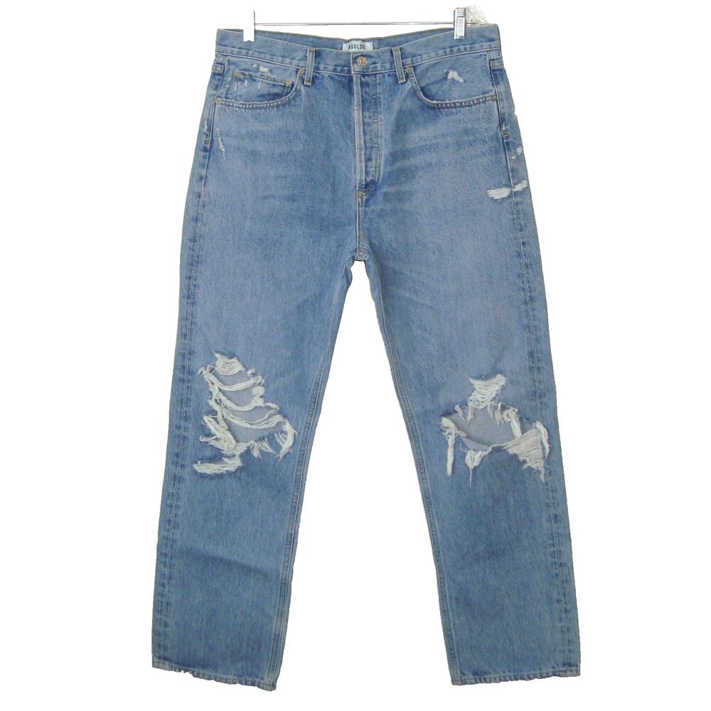 Agolde Light Blue High Rise Distressed Jeans